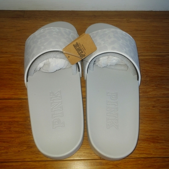 🤍 Victoria's Secret PINK open toe leopard slides size Small - Picture 4 of 6